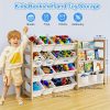 product-fancyalgo-toaster-api-toaster-processor-image-cm2in-74f1d36e-e918-11ef-a519-0a580a673132 2in 1 Kids Bookshelf And Child Storage Organizer with 12 Bins And 4 Tier Book Shelf for Playroom, Classroom, Nursery Room, Bedroom, Kindergarten, School, Perfect Gift for Christmas, Halloween, Thanksgiving, Easy to Installation, Space Saving