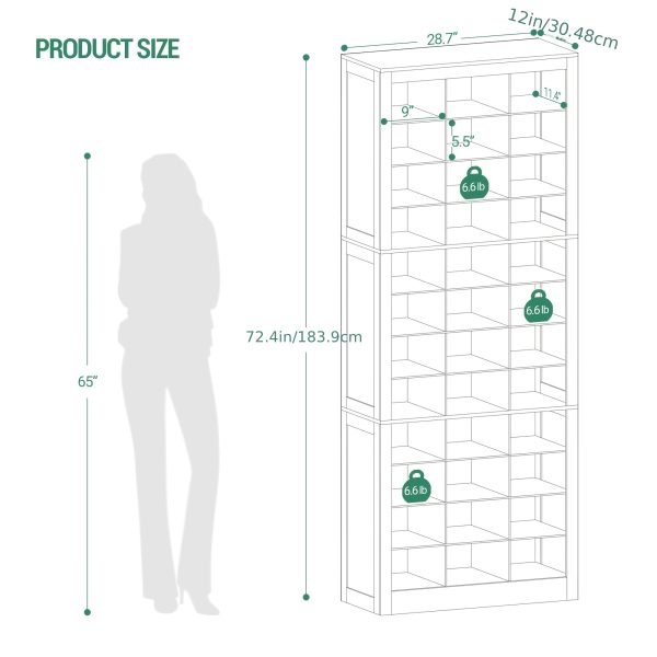 product-fancyalgo-toaster-api-toaster-processor-image-cm2in-8f3099a4-b6be-11ef-9a6d-0a580a66d8f5 Shoe Storage Unit, Accommodates 36 Pairs, Freestanding Closet Organizer, 8.8-Inch Wide Wooden Shoe Organizer, 12-Tier Vertical Shoe Rack for Entryway And Bedroom, in White And Greige