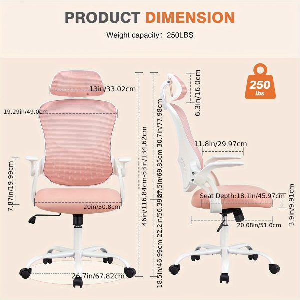 product-fancyalgo-toaster-api-toaster-processor-image-cm2in-933d8fda-3f80-11ef-a50f-0a580a699c58 Ergonomic Office Desk Computer Chair - High Back Comfy Swivel - Home Gaming Mesh Chairs With Wheels - 144° Tilt For Study - Adjustable Headrest - Comfortable Lumbar Support - Flip-up Arms
