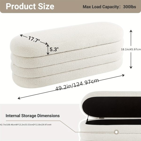 product-fancyalgo-toaster-api-toaster-processor-image-cm2in-c3da3fbe-2232-11ef-8971-0a580a682b00 Storage Ottoman Bench 49.2 Inch Upholstered Fabric Storage Bench for Bedroom End of Bed Aesthetic Large Oval Storage Ottoman for Living Room Entryway