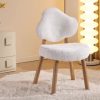 product-fb160c897d9300956dcf44e9ecaf22486b7e3c08.temu_.000001 Bonnlo Cute Armless Vanity Chair | Modern Desk Chair With Wood Legs, Plush Chenille Velvet Cloud-Back Comfy Makeup Accent Chair For Bedroom Living Room Office