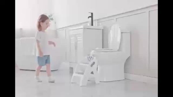 Toddler Step Stool, Foldable 2-Step Kids Stool with Non-Slip Design And Handle, Multipurpose Step Stool for Bathroom Sink, Kitchen, Bedroom, Counter