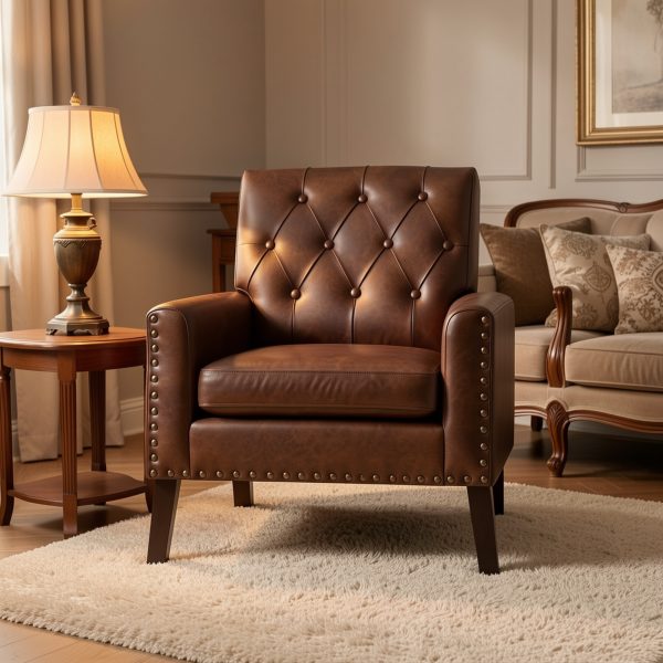 product-fmket-1ab7825d562a62b78dc8fa9b81c57fcf Medieval-inspired Modern Decor Chair, Faux Leather Reception Office Chair-leather Club Chair Suitable for Living Rooms, Bedrooms, Or Waiting Areas.