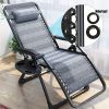 4pcs Zero Gravity Chair Repair Kit with Replacement Ropes - Elastic Straps And Metal Rings, Black Fabric, Compatible with Lounge Chairs/Recliners
