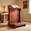 product-fmket-4d7d99f1c6d9547e76adb20ba799f503 Traditional Wooden Kneeling Prayer Stool with Padded Bench And Bible Stand-36-Inch Church-Style Prayer Station, Suitable for Homes, Small Chapels, And Religious Worship. Prayer Stool Kneeling Pad, for Home Wooden Kneeling Pad, Church Kneeling Stool