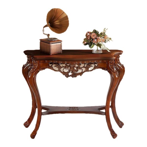 product-fmket-686cde652c16a71073f3fee2aa42583d BYBLIGHT 38" Victorian Half Moon Console Table, Sofa End with Hollow Floral Apron and Cabriole Legs, Traditional Decorative Furniture for Entryway, Hallway, Living Room - Uncharged, Living Room Furniture