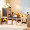 Bookshelf Featuring a Cozy Reading Corner, Wooden Organizer for Storage Equipped with a Chalkboard And Bench, Ideal Reading Nook for Boys And Girls, Shelf Suitable for Bedroom, Nursery, Or Playroom, Crafted from Natural Oak