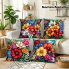 4pcs Set Vibrant Floral Print Outdoor Patio Sofa Cushions - Zippered Design, Machine Washable, Suitable for Summer Leisure and Seaside Decor, Outdoor Sofa Accessories | Vibrant Sofa Accents | Durable Outdoor Fabric