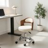 product-fmket-86f45e10a88853a1074ffff67f7af572 Bonnlo Adjustable Height Home Office Chair - Armless Swivel Desk Chair with Manual Height Adjustment, Curved Walnut-like Backrest, White & 5-Star Base-Like Stability (No Wheels) for Small Spaces, Study, Computer Desk - Space