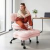 product-fmket-8ea7682348930e5f170adc8d13a5a9a5 DURAYLOLY Ergonomic Cross Legged Chair, 360° Swivel Meditation Chair with Wheels, Height Adjustable Seat, Strong Lumbar Support, Home Office Furniture, Teddy Fabric