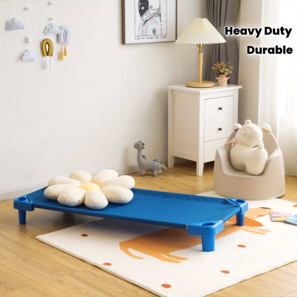 product-fmket-99f3ed155d2e68f5c9c0daffe2499606 COSTWAY Heavy-Duty Stackable Daycare Cot - Preschool Naptime Rest Mat with Easy-Lift Corners & Detachable Oxford Fabric, Space-Saving Design, Standard Size for Daycares - 6-Pack, Blue, Cot for, Daycare Essentials, Playful Design, Durable Construction, Daycare Furniture, Parents And Caregivers