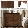 product-fmket-9fa4fee1bd8dc3aa2a0088337d519422 French Country 3-Drawer End Table with Paulownia Wood - Space-Saving 30-Inch Rustic Nightstand, Assembly for Living Room, Bedroom, Entryway - Compact Storage Furniture ( Wood Grain)