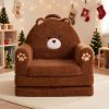 product-fmket-a7616691d452b3bd33b42296f9507dc8 Kids Sofa 2-in-1 Convertible Kids Couch Fold Out Lounger Soft Sherpa Kids Chair High-Density Foam Sofa Cute Brown Bear Playroom Nursery Furniture for Boys Girls Room Decor
