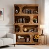 product-fmket-bc2f5df5223ab3087445b15676d5e082 71-inch Tall 4-Tier Solid Hardwood Bookcase with Storage Shelves - Modern Freestanding Bookshelf, Natural Wood & / Painted Shelves, Sturdy Floor-Standing Design for Living Room, Bedroom, Home Office - Easy Assembly Required