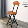 product-fmket-bde67a60b6ffebf6acba604492be5cb2 1pc Folding Metal Chair with Backrest, Compact Portable Design for Household, Computer Seating, Space-Saving Black Frame with Wood End, Ideal Home Supplies