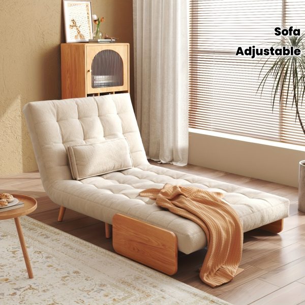 product-fmket-bed4b109e246942b5ecb7e74e14abcd4 1 Modern Cotton And Linen Convertible Sofa Bed with 5 Adjustable Backs, Adjustable Height Pillows - Living Room Recliner, Single Or Double Use, Living Room Furniture Sofa | Neutral Home Decor | Wood Frame Sofa (Beige/Coffee)