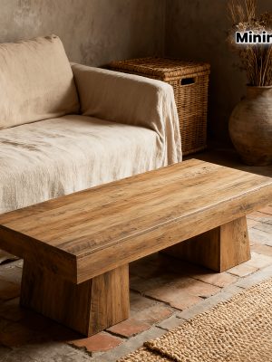 Wabi-Sabi Low Coffee Table | Minimalist Solid Wood Tea Table For Living Room, Embracing Wabi-Sabi Aesthetics