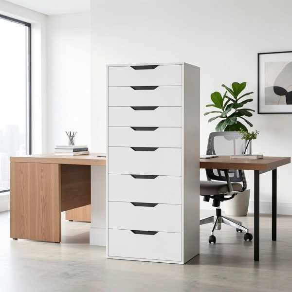 product-fmket-e062b33119e39529bad0e4160073246c 8 Drawer File Cabinet | Wood Filing Cabinet Under Desk, Vertical Small Filing Cabinet Fits Letter, Legal, A4 Size, Contemporary Hardwood, Floor Mount, Assembled, For Home Office