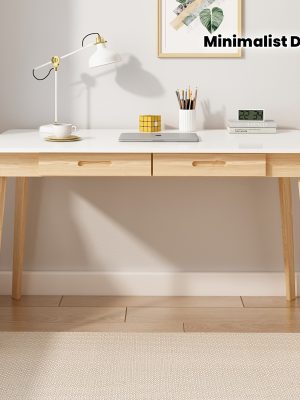 Modern Office Desk Computer Desk Writing Wood Desk Study Work Desk, With 2 Drawer, Suitable For Study Or Office, Equipped With Two Drawers And Four Legs, Easy To Assemble, Minimalist Design