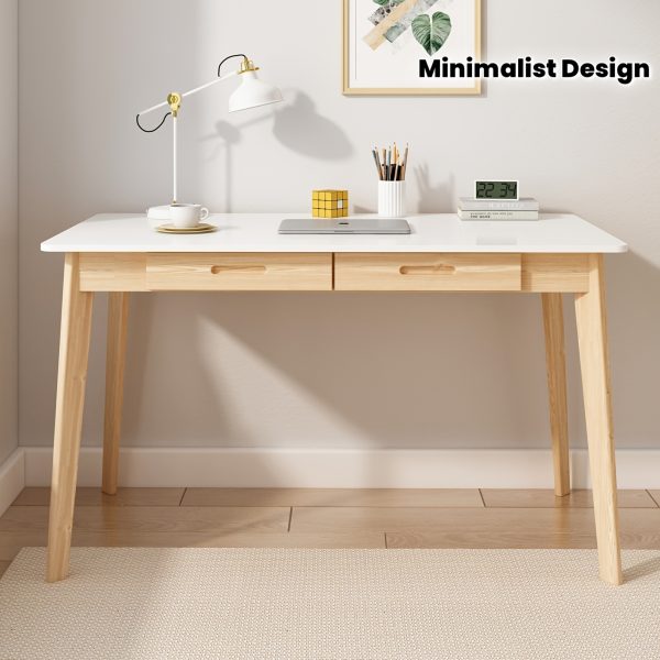 product-fmket-e53e1972cfa9289324817549c7f5a7db Modern Office Desk Computer Desk Writing Wood Desk Study Work Desk, With 2 Drawer, Suitable For Study Or Office, Equipped With Two Drawers And Four Legs, Easy To Assemble, Minimalist Design
