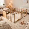 product-fmket-ebab1d3a873665bd124e4af2436210ff SLSY Foldable Wooden Baby Playpen Activity Center, Adjustable Size & Shape Portable Large Play Yard for Babies And Toddlers, Baby Fence Play Area Wood Gate 63"x63"x24"