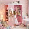 product-fmket-ec144f38a3342a8194756ba0209dd569 Kids Armoire with Jewelry Cabinet, Kids Dress Up Storage wth Shelves, Girls Wardrode Costume Organizer with Mirror, Children Closet with Armoire for Bedroom, Kids Room, Girls, Kids Room Furniture, Bedroom Storage, Stylish Kids Wardrobe, Playful Design, Hardwood Construction, Quality Wood Finish, Shelved Wardrobe, Parents Organizing, Childrens Clothing