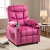 product-fmket-f38d6d99fb8d87d07e2c4bab801ee227 Girls' Pink Velvet Recliner Chair with Cup Holder & Storage Pocket - Heavy-Duty 300lb Capacity, Ergonomic Backrest & Armrests, Manual Recliner with Safety Belt - Modern Soft Cushioned Lounge Chair for Kids & Teens, Easy Assembly, Ideal for Bedroom, Living Room, Home Theater - Durable Wood Frame & Fabric, Ideal Gift for Girls 3-12 Years (Pink, Purple, Black, White, Grey Available), Lounge Chair for Teens, Comfortable Sitting, Playroom Seating, Stylish Recliner, Highcapacity Recliner, '