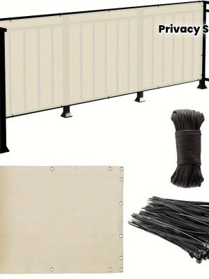 3*16ft, Balcony Privacy Screen Fence Cover Net, Fencing Mesh Shade Net, Windproof Sun Shade, Outdoor Protection Fencing Net, Balcony Mesh Net for Patio, Fence, Backyard, Porch(Black Brown Green Gray Sand White Blue)