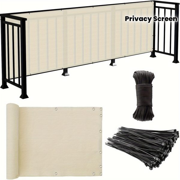 product-fmket-f62b0cf015cdc84f098a7d70a0cda22f 3*16ft, Balcony Privacy Screen Fence Cover Net, Fencing Mesh Shade Net, Windproof Sun Shade, Outdoor Protection Fencing Net, Balcony Mesh Net for Patio, Fence, Backyard, Porch(Black Brown Green Gray Sand White Blue)