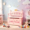 product-fmket-f95295e4962e4385a82884abc0d39724 COSTWAY Kids Storage Organizer, 2-in-1 Storage Chest & Bench, w/ Safety Hinge & High Backrest, Cute Crown Pattern, Storage Organizer for Kids Room, Playroom, Nursery
