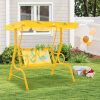 COSTWASY Kids Patio Swing, 2-Seater Swing Chair w/ Metal Stand & Adjustable Canopy, Outdoor Mini Swing w/ Safety Belts for Kids over 3, Porch Seating Solution, Adjustable Canopy Swing, Adjustable Canopy Design, Sturdy Metal Stand, Robust Swing Mechanism, Parents Of