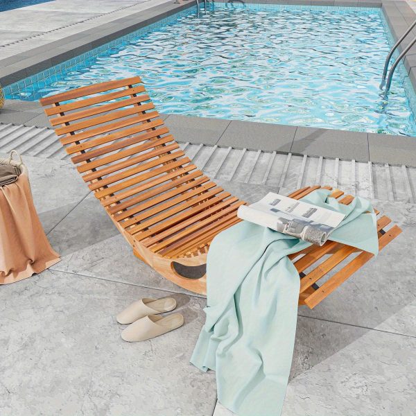 product-open-005e2e7822fd407d9ea8cd31bd7cbec6-goods MULTIGOT Outdoor Acacia Wood Chaise Lounge Rocker - High Back Ergonomic Slatted Seat with Stopper, 350lb Capacity Weather-Resistant Patio Furniture for Deck, Poolside, Garden (Natural Finish), Outdoor Lounge Chair, Deck Seating, Rustic Design, Sturdy Construction, Backyard Comfort
