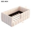 product-open-008422f1f1d341999d836407497a3e23-goods-1 Upholstered Floor Daybed with Removable Guardrails, Compatible with Standard US Mattresses, Safety Bed with High Headboard And Footboard, Beige
