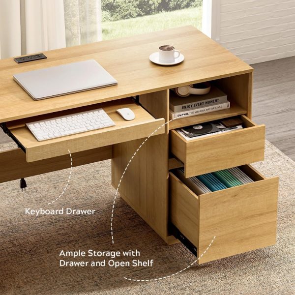 product-open-01d20e2a99a8487d83eddd2524a981f3-goods 47" Office Desk, Farmhouse Executive Desk with File Drawer& Outlet, Wood Computer Desks with Keyboard Tray, Workspace for Study Writing
