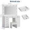 White Makeup Vanity With Mirror, Vanity Desk With 7 Storage Drawers And 1 Cabinet. Large Table Top, Space Saving, Home Organizer.