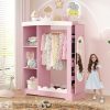product-open-020536410e334e5ea7927bc85e5c9488-goods Kids Armoire with Jewelry Cabinet, Dress up Storage with Mirror and Shelves, Princess Dress Closet and Costumes Wardrobe Closet, Costume Organizer for Bedroom, Kids Room, Girls