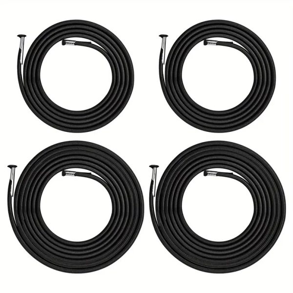 4pcs Zero Gravity Chair Repair Kit with Replacement Ropes - Elastic Straps And Metal Rings, Black Fabric, Compatible with Lounge Chairs/Recliners