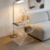 Acrylic Living Room Side Table, Minimalist Acrylic Side Table And Small Apartment Bedside Table, Modern Design, Transparent Home Decor, Living Room Display, Side Table, Easy And Luxurious Tea Set Style Design