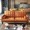 product-open-029997f7596a44ea8d23042bafc99e43-goods 70inch Mid-Century Modern Couch, Breathable Faux Leather Couch with Upholstered Cushions/Pillows, Metal Decorative Legs. Combines Comfort And Durability, for Living Rooms/Offices, Convenient And Practical, Easy to Assemble.