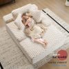product-open-02b9dcda54424e22a52a4b2556a08d65-goods 67" Chaise Lounge Sofa Bed with Faux Fur Upholstery, No Assembly Sleeper Couch with Memory Sponge Support, Ergonomic Plush Design with Throw Pillows and Thick Padding, Modern Comfortable Sofa for Living Room Bedroom Apartment, Grey & White Available