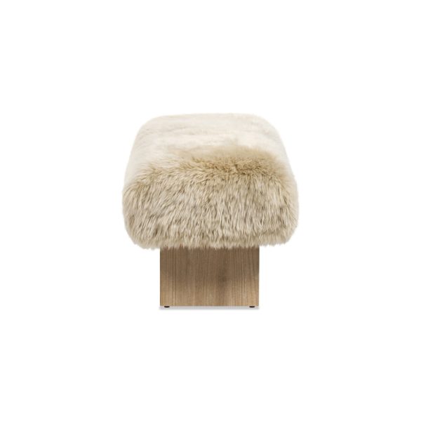 product-open-0312fe4378864851a14af1b5a5534052-goods Leda 49' Retro Natural Blonde Sheepskin Fur Bench - Genuine Fur Rectangular Accent Suitable for, Entryway,, Minimalist Scandinavian & Decor, Furniture