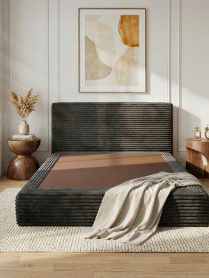 Upholstered Platform Bed, Compressed 2-in-1 Convertible Sofa Bed, Vacuum Packed Boneless Sleeper Couch, Queen Bed Frame Features A Headboard, No Assembly Required, Multifunctional Furniture For Small Apartment Dorm Office