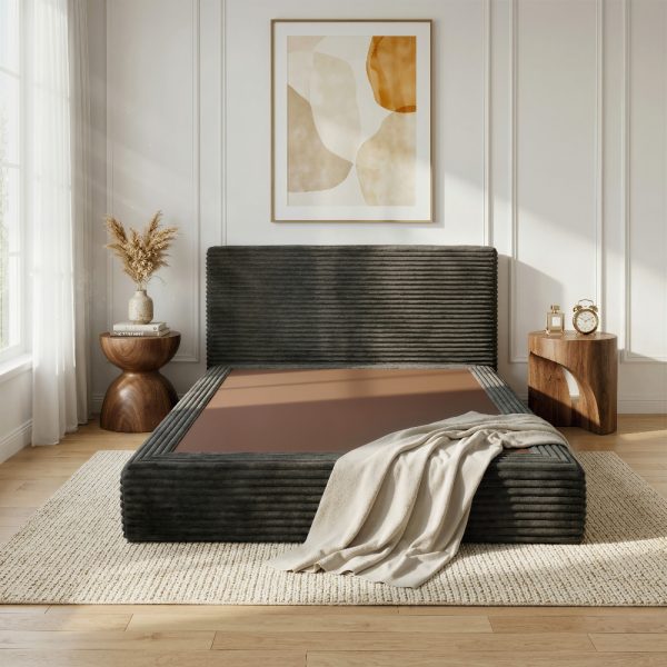 product-open-0379f280acda4e41bd3ee04dbb2debba-goods Upholstered Platform Bed, Compressed 2-in-1 Convertible Sofa Bed, Vacuum Packed Boneless Sleeper Couch, Queen Bed Frame Features A Headboard, No Assembly Required, Multifunctional Furniture For Small Apartment Dorm Office