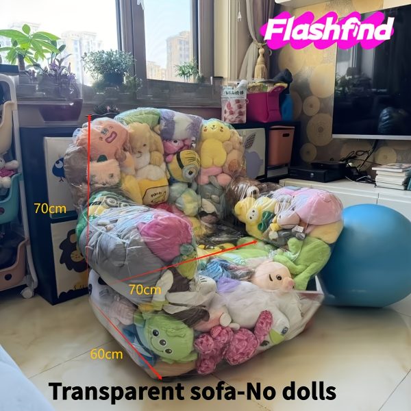Extra Large Transparent Sofa - Holds 200 Dolls, Heavy-Duty PVC Folding Storage Chair with Space-Saving Modular Design for Doll Photography, Collectors, Home/Office/Camping/Beach Use - Easy-to-Clean Lightweight Furniture, Collector's Edition Durable Plastic Outdoor Seat, Sturdy Structure, Versatile Home Organizer