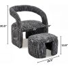 1pc Modern Accent Living Room Chair Set with One Ottoman, Upholstered Barrel Sherpa Lounge Side Chair, Comfy Side Reading Reclining Chair for Living Room, Bedroom, Apartment, Reading Room, Office