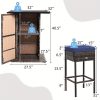 product-open-049c01c3a5f245c8aea730ecdcb1cd0c-goods LIFEZEAL 5pcs Outdoor Patio Rattan Bar Table and 4 Stools with Hidden Storage Shelf, Cushion Chairs - -Weather PE Rattan & Frame, Red/Black/Navy/Beige Wicker Furniture for Poolside,, Backyard (Complete Set)