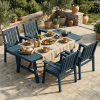 product-open-04b84983b136439ba961775d53148254-goods 66.9" Outdoor Dining Table for 4-6, HDPE Patio Table with Umbrella Hole, Waterproof All-Weather Rectangular Table for Backyard, Poolside & Garden