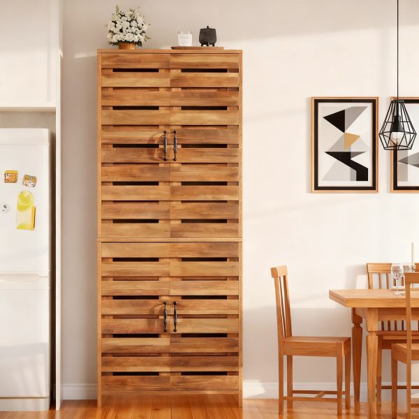 70.8" Rustic Brown Shoe Cabinet, 9-Tier, 27 Pairs, Sliding Shutter Doors, Adjustable Shelves, Space-Saving Vertical Storage for Entryway, Hallway, Closet, Living Room, Perfect Christmas Gifts", Perfect for Christmas Party, Add Warm Holiday Charm