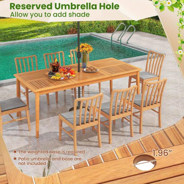 product-open-04f5b04e72354d8f92865bcfeed98ba1-goods-1 LIFEZEAL Extra Long 79" Outdoor Dining Table - Heavy-Duty Acacia Wood Patio table with Umbrella Hole, Large Rectangular Bistro table for Backyard, Deck, Poolside - Seats 8 People, Chairs Not Included, Backyard Gathering Spot, Slatted Wood Design, Deck Furniture, Rustic Charm, Sturdy Build, Garden Parties