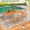 product-open-04f5b04e72354d8f92865bcfeed98ba1-goods LIFEZEAL Extra Long 79" Outdoor Dining Table - Heavy-Duty Acacia Wood Patio table with Umbrella Hole, Large Rectangular Bistro table for Backyard, Deck, Poolside - Seats 8 People, Chairs Not Included, Backyard Gathering Spot, Slatted Wood Design, Deck Furniture, Rustic Charm, Sturdy Build, Garden Parties